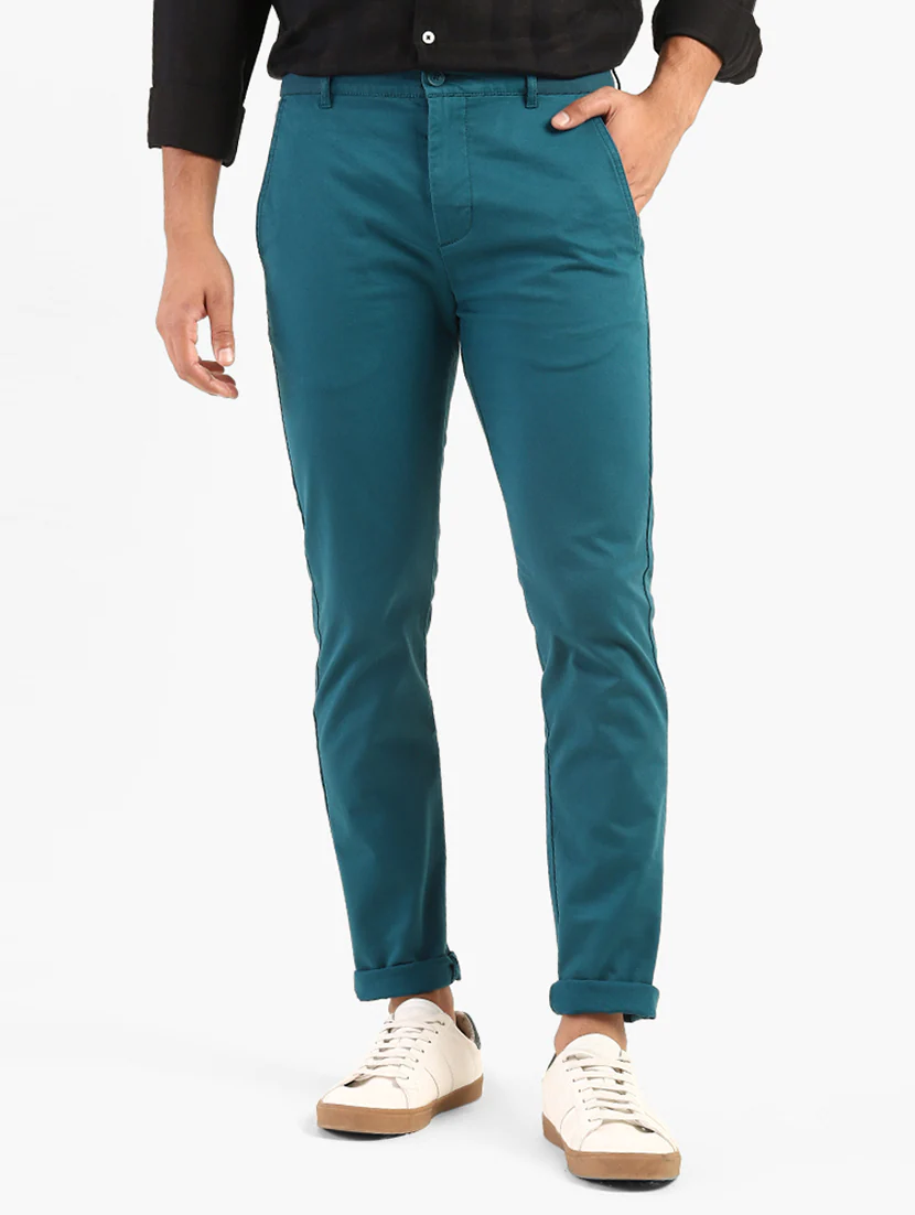 Blue Solid Chinos