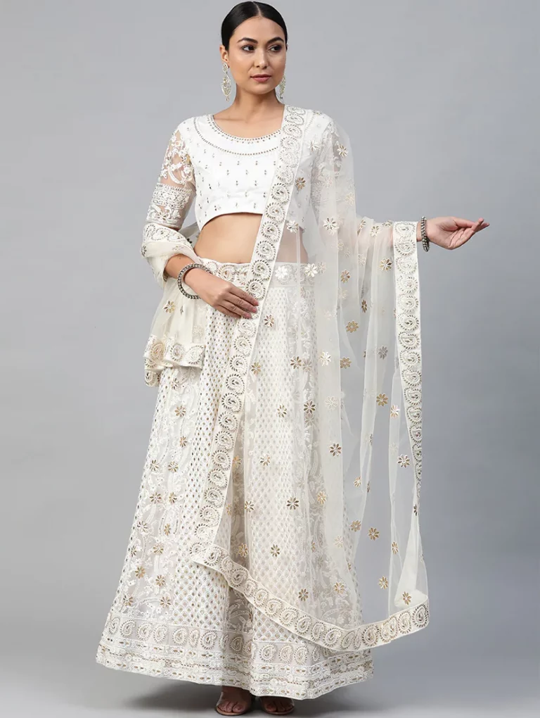 White Net Aline Lehenga