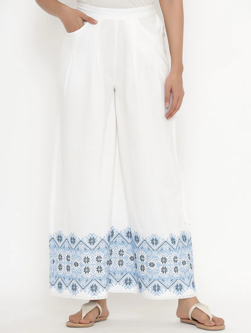 Mid Rise Printed Hem Trouser