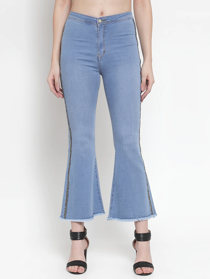 Embellished Tape High Rise Jeans